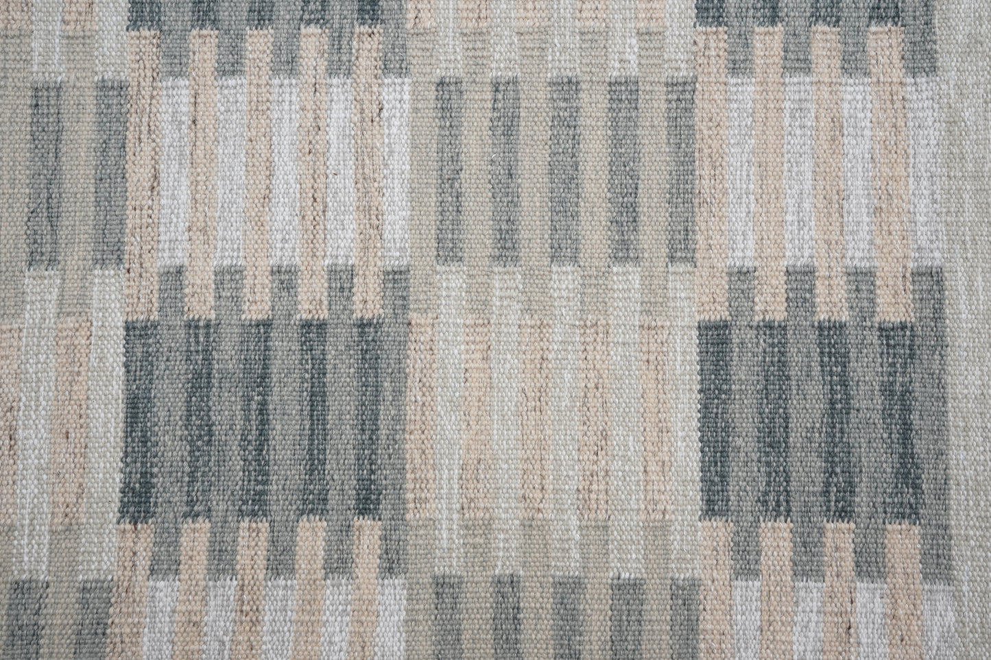 Handwoven Kilim Rug, Grey Beige Abstract Block Flatweave Rug, Modern Scandinavian Wool Area Rug