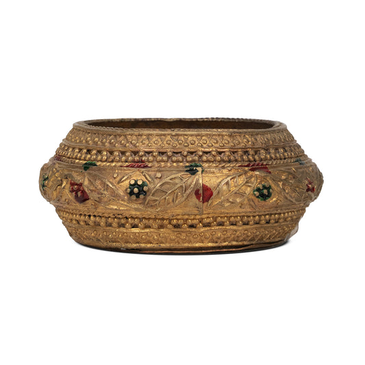 Handcrafted Brass Decorative Planter Bowl – Traditional Indian Tribal Art Home Decor