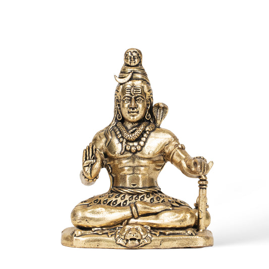 Handcrafted Brass Lord Shiva Statue – Traditional Indian Spiritual Art & Home Decor