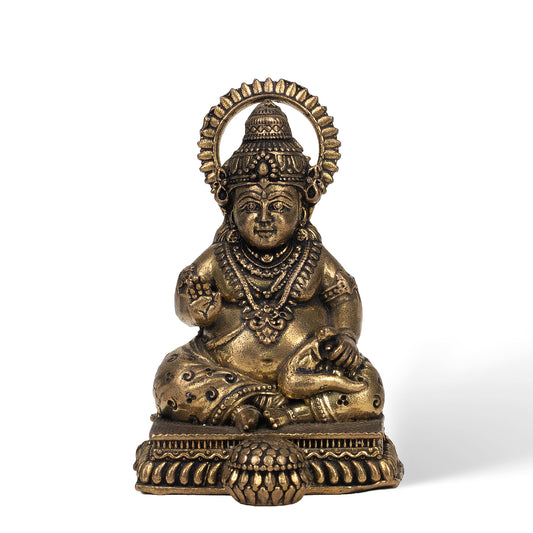 Handcrafted Brass Kuber Statue – Traditional Indian God of Wealth & Prosperity Decor