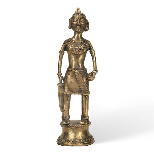 Handcrafted Dhokra Tribal Man Statue – Traditional Indian Brass Folk Art Decor