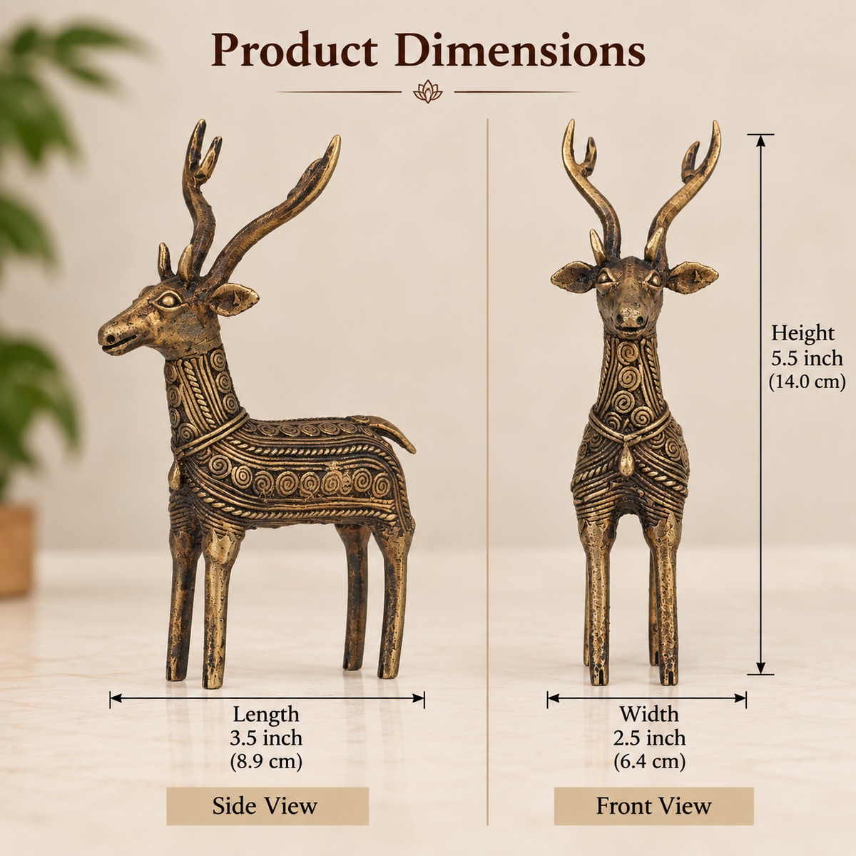 Handcrafted Dhokra Brass Deer Sculpture – Traditional Indian Tribal Art Animal Statue