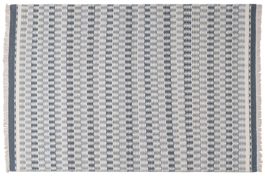 Scandinavian Grey Geometric Wool Durrie Rug – Handwoven Ivory Kilim Carpet