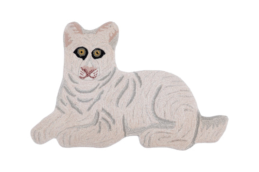 Hand Tufted Cat Rug – Pink & Grey Animal Shaped Wool Rug for Bedroom, Nursery & Kids Room Décor | 2 × 3 Feet