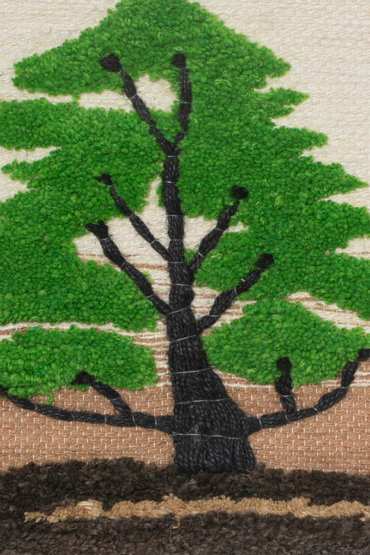 Handwoven Tree Wall Hanging, 18x12 Inch Boho Nature Tapestry, Rustic Textile Art