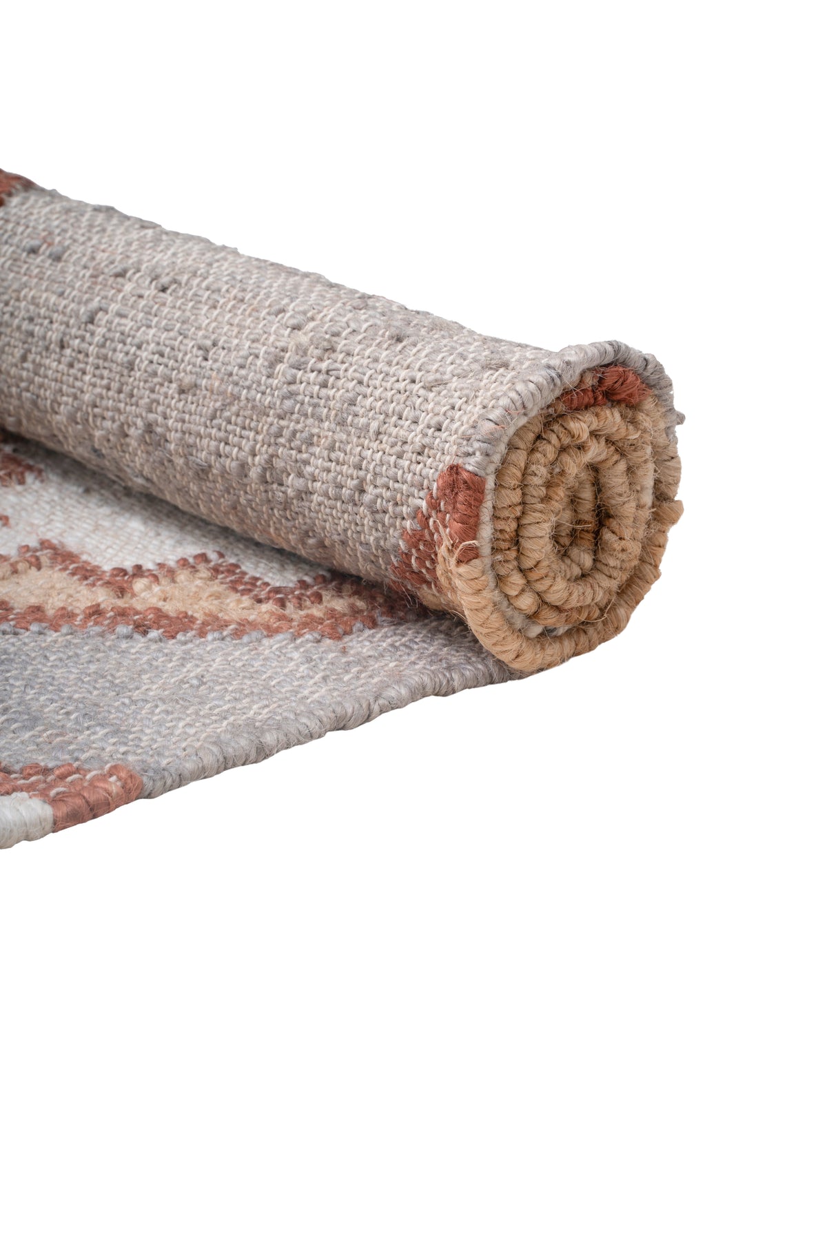 Handwoven Jute Kilim Rug – Beige & Grey Geometric Medallion Durrie