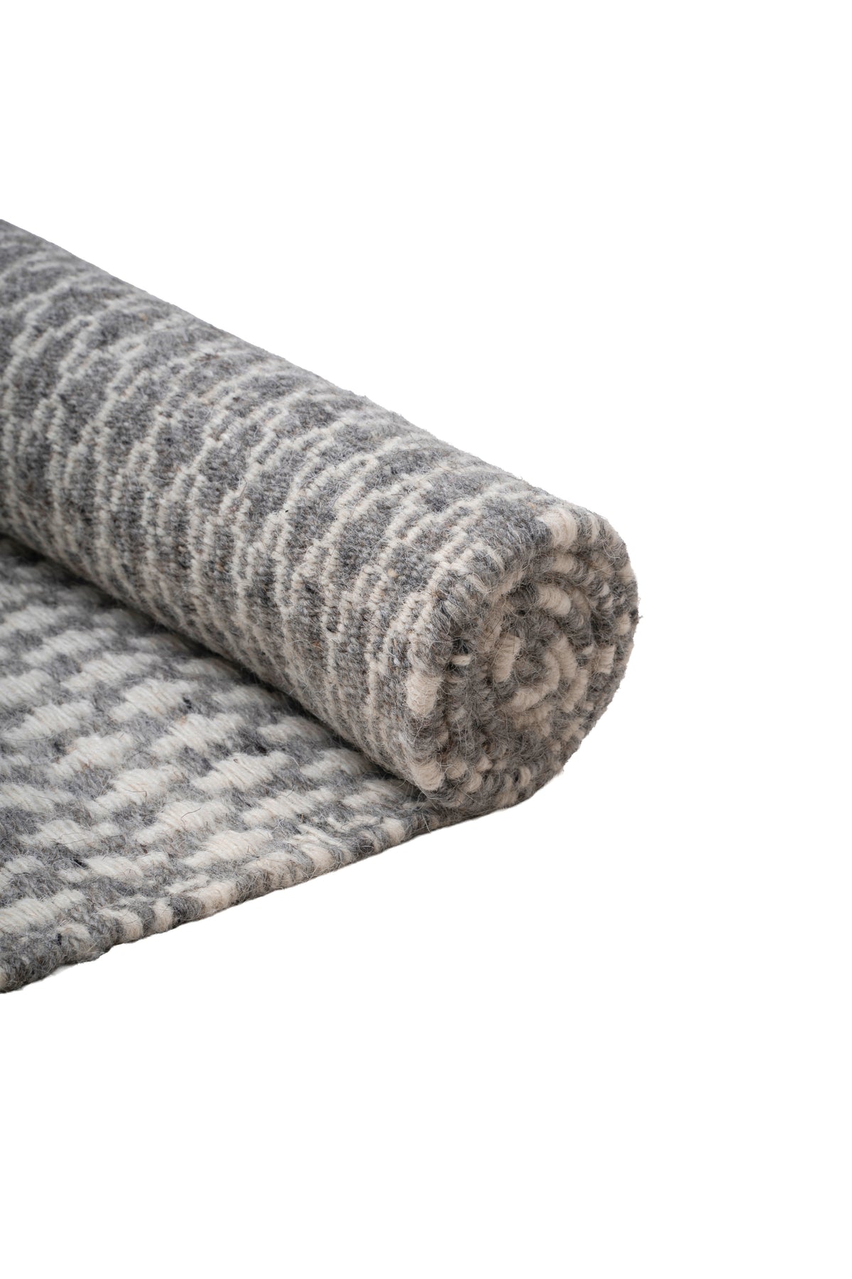 Hand-Woven Wool Flatweave Area Rug – Grey & Off-White Micro Geometric Pattern Rug