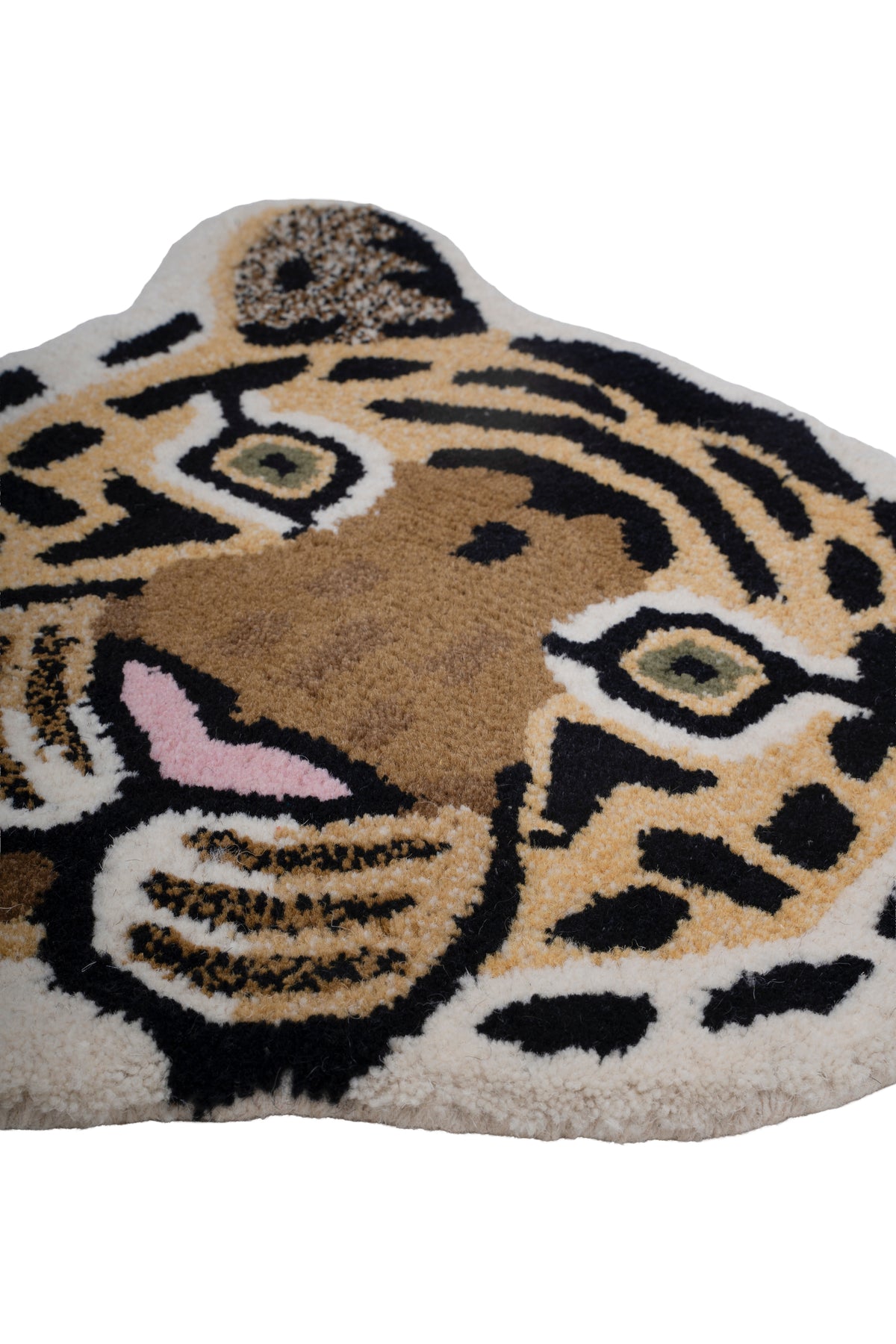 Hand Tufted Tiger Shaped Wool Rug – Animal Kids Room Accent Rug | 1.6 × 1.6 Feet