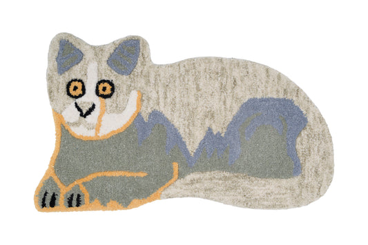 Hand Tufted Cat Shaped Wool Rug – Cute Animal Kids Room & Nursery Accent Rug | 2.3 × 1.4 Feet