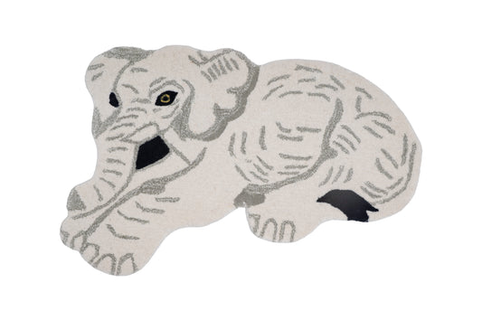 Hand Tufted Elephant Rug – Animal Shaped Wool Rug for Kids Room, Nursery & Bedroom Décor | 2 × 3 Feet