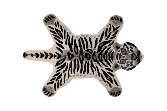 Hand Tufted Tiger Rug – Animal Shaped Wool Rug for Kids Room, Bedroom & Modern Décor | 2 × 3 Feet