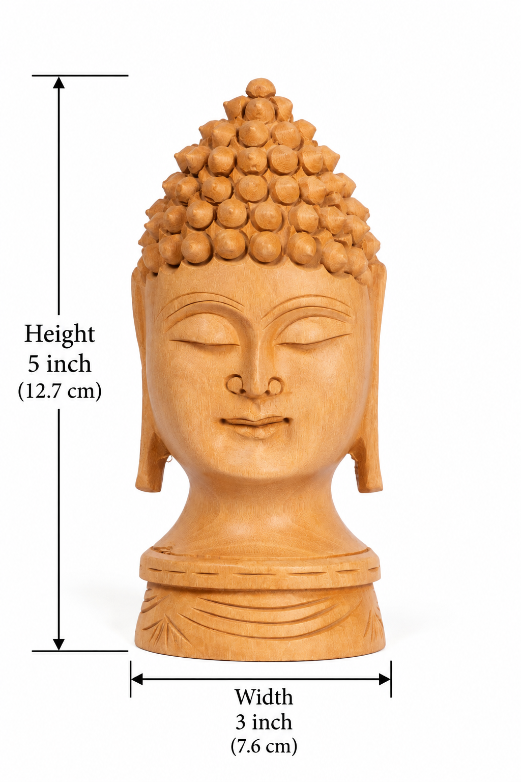 Hand Carved Wooden Buddha Head Statue – Meditation Face Sculpture, Spiritual Home Decor