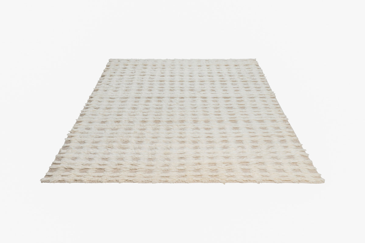 Moroccan Ivory Wool Rug – 100% New Zealand Wool | Handwoven Abstract Line Pattern Rug
