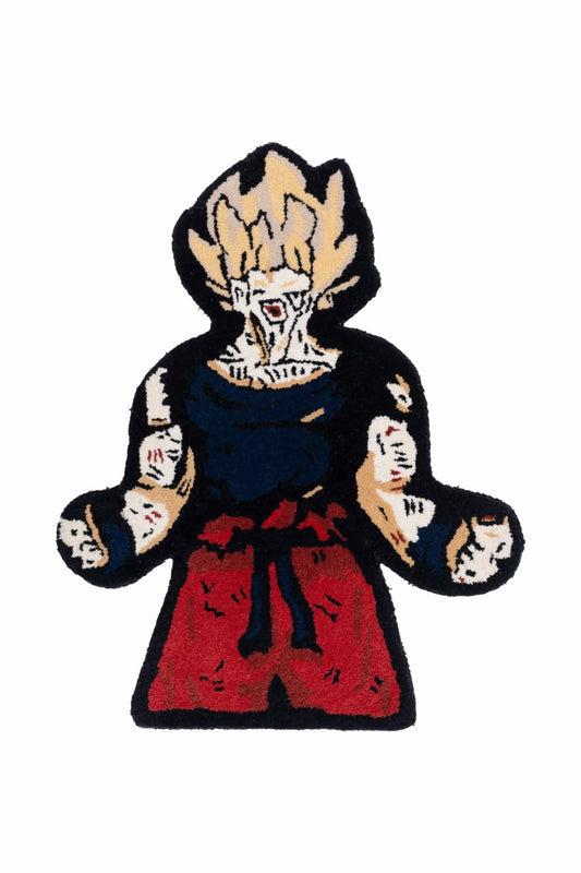 Hand Tufted Anime Character Rug – Black, Red & Blue Character Shaped Wool Rug for Kids Room, Gaming Room & Décor | 2.1 × 2.7 Feet