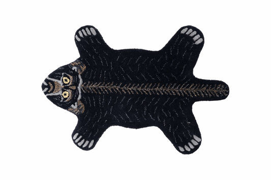 Hand Tufted Black Cat Rug – Cute Animal Shaped Wool Rug for Kids Room, Bedroom & Nursery Décor | 2 × 3 Feet