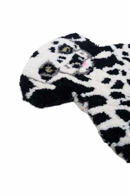 Hand Tufted Dalmatian Dog Rug – Cute Black & White Dog Shaped Wool Rug for Kids Room, Nursery & Bedroom Décor | 1 × 1 Feet