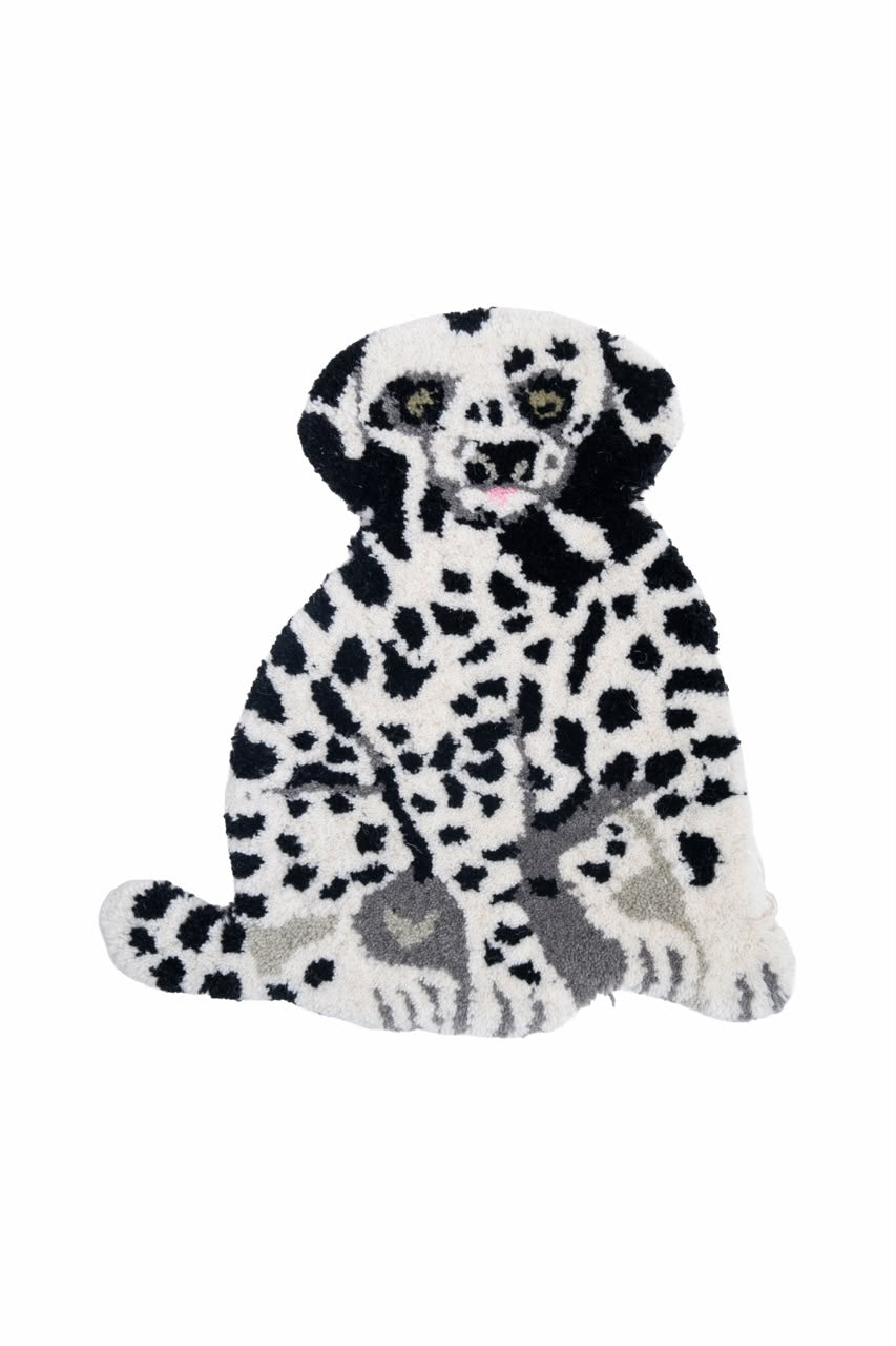 Hand Tufted Dalmatian Dog Rug – Cute Black & White Dog Shaped Wool Rug for Kids Room, Nursery & Bedroom Décor | 1 × 1 Feet