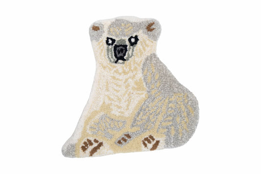 Hand Tufted Bear Rug – Cute Sitting Bear Shaped Wool Rug for Kids Room, Nursery & Bedroom Décor | 1 × 1 Feet