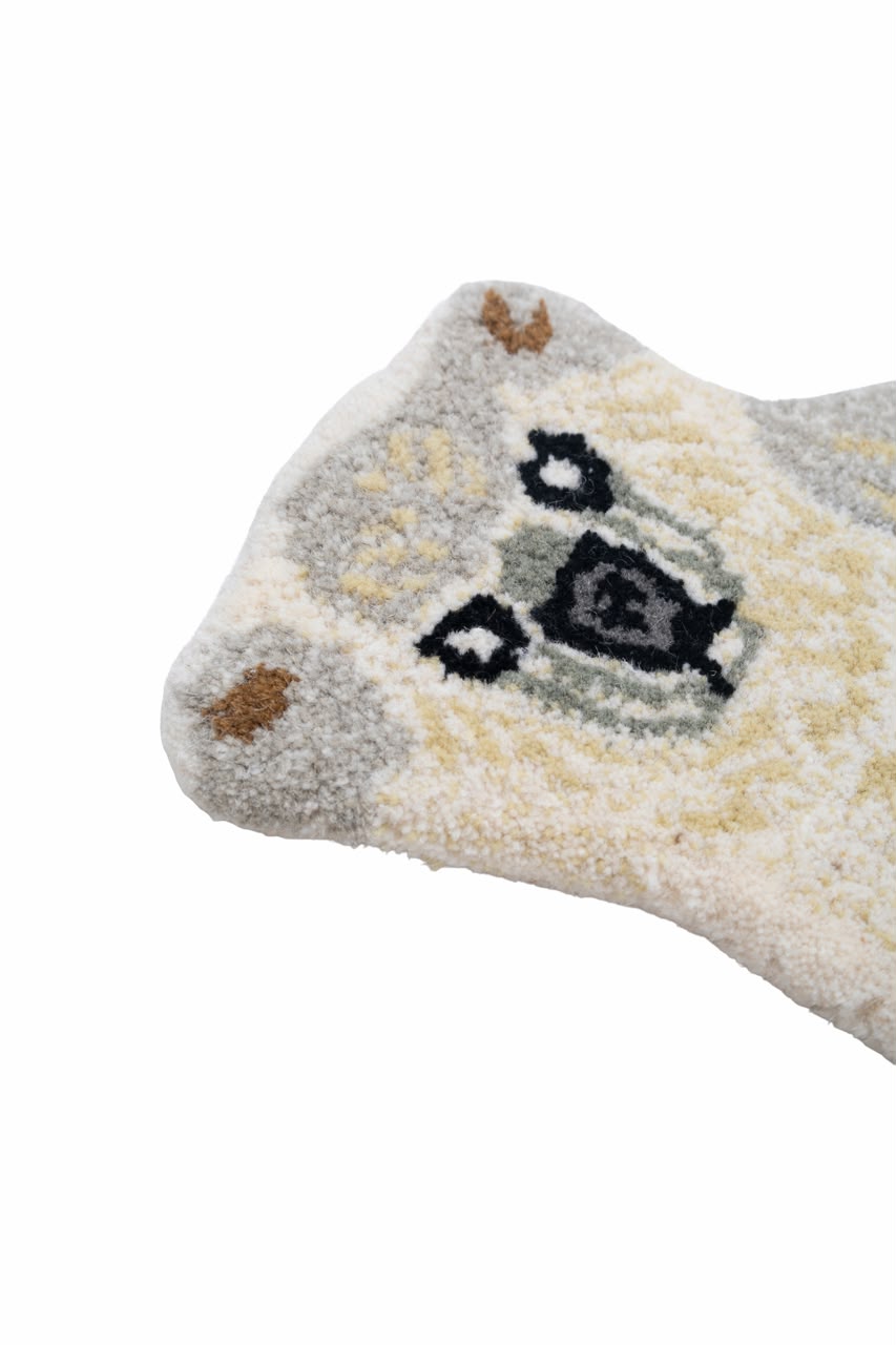 Hand Tufted Bear Rug – Cute Sitting Bear Shaped Wool Rug for Kids Room, Nursery & Bedroom Décor | 1 × 1 Feet