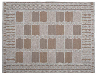 Handwoven Kilim Rug, Beige Tan Diamond Border Flatweave Rug, Tribal Scandinavian Wool Rug, Boho Area Rug