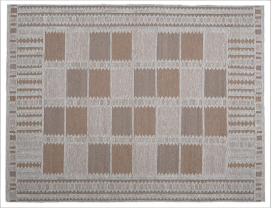 Handwoven Kilim Rug, Beige Tan Diamond Border Flatweave Rug, Tribal Scandinavian Wool Rug, Boho Area Rug