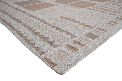 Handwoven Kilim Rug, Beige Tan Diamond Border Flatweave Rug, Tribal Scandinavian Wool Rug, Boho Area Rug