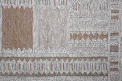 Handwoven Kilim Rug, Beige Tan Diamond Border Flatweave Rug, Tribal Scandinavian Wool Rug, Boho Area Rug
