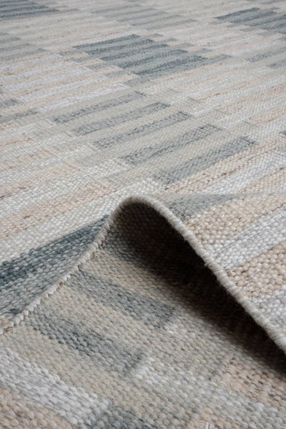 Handwoven Kilim Rug, Grey Beige Abstract Block Flatweave Rug, Modern Scandinavian Wool Area Rug