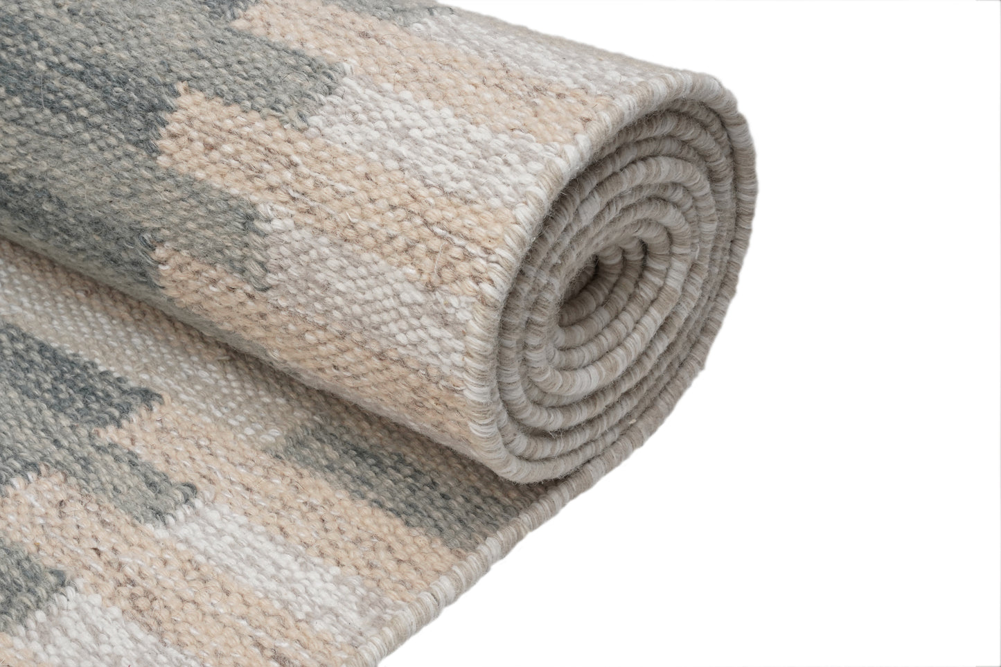 Handwoven Kilim Rug, Grey Beige Abstract Block Flatweave Rug, Modern Scandinavian Wool Area Rug