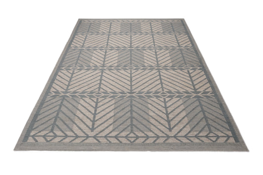 Handwoven Kilim Rug, Grey Cream Sunburst Geometric Flatweave Rug, Scandinavian Star Pattern Wool Rug