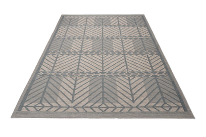 Handwoven Kilim Rug, Grey Cream Sunburst Geometric Flatweave Rug, Scandinavian Star Pattern Wool Rug