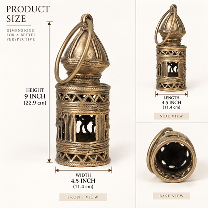 Handcrafted Dhokra Hanging Lamp – Traditional Indian Brass Pendant Light