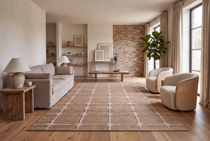 Handwoven Natural Jute Kilim Rug – 80% Jute & Wool Durrie