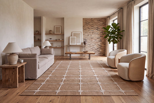 Handwoven Natural Jute Kilim Rug – 80% Jute & Wool Durrie