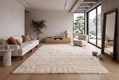 Moroccan Ivory Rug – 100% New Zealand Wool | Handwoven Textured Moroccan Area Rug