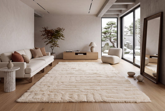 Moroccan Ivory Rug – 100% New Zealand Wool | Handwoven Textured Moroccan Area Rug