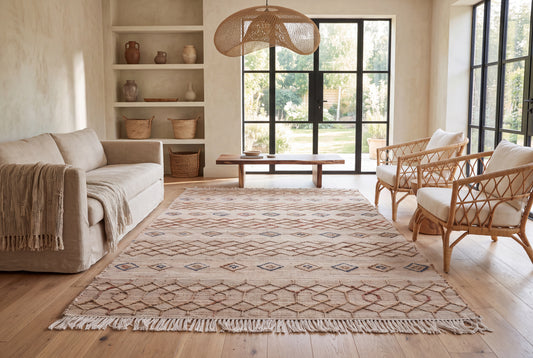 Handwoven Jute Rug, Natural Geometric Kilim Durrie, Boho Scandinavian Area Rug, Neutral Flatweave Carpet