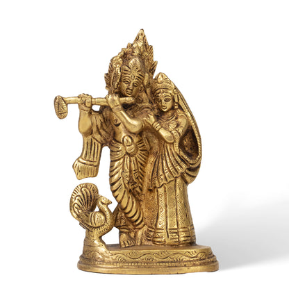 Handcrafted Brass Radha Krishna Statue – Traditional Indian Art & Spiritual Home Decor