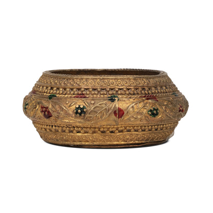 Handcrafted Brass Decorative Planter Bowl – Traditional Indian Tribal Art Home Decor