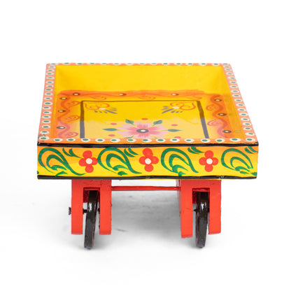 Handcrafted Wooden Decorative Cart Tray – Hand-Painted Indian Folk Art Home Decor