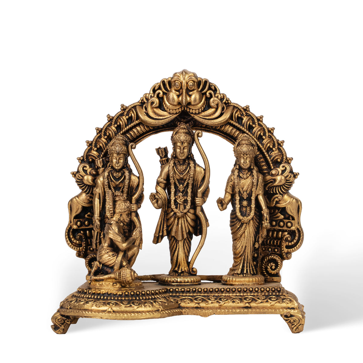 Handcrafted Brass Ram Darbar Statue – Rama Sita Lakshman Hanuman Indian Spiritual Decor