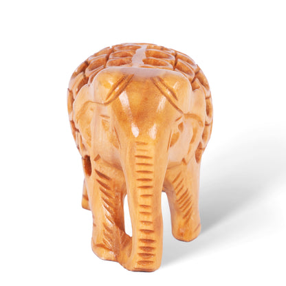 Hand Carved Wooden Elephant Sculpture – Intricate Openwork Lattice Design, Indian Wooden Elephant Figurine