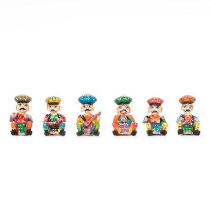 Handcrafted Rajasthani Musician Figurines Set of 6 – Colorful Indian Folk Art Decorative Statues