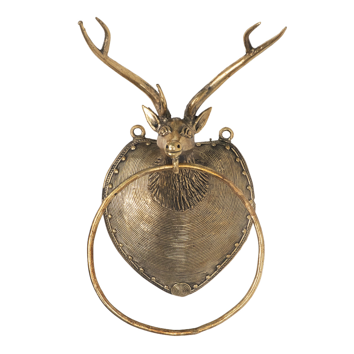 Handcrafted Brass Deer Wall Hanger | Traditional Indian Deer Head Hanger | Antique Brass Wall Hook | Tribal Home Decor
