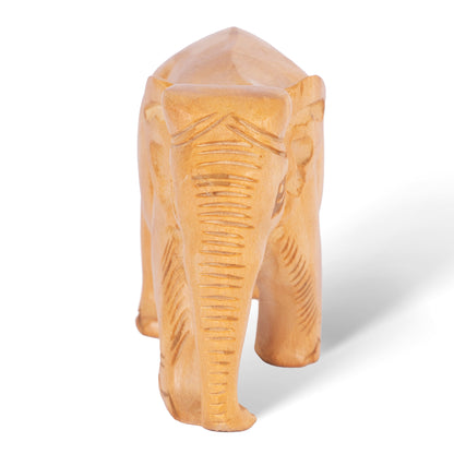 Hand Carved Wooden Elephant Sculpture – Traditional Indian Elephant Figurine for Home Décor