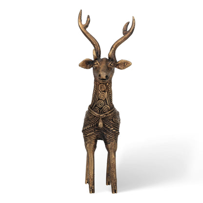 Handcrafted Dhokra Brass Deer Sculpture – Traditional Indian Tribal Art Animal Statue