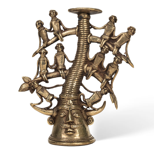 Handcrafted Dhokra Tribal Tree of Life Sculpture – Brass Tribal Art Home Decor
