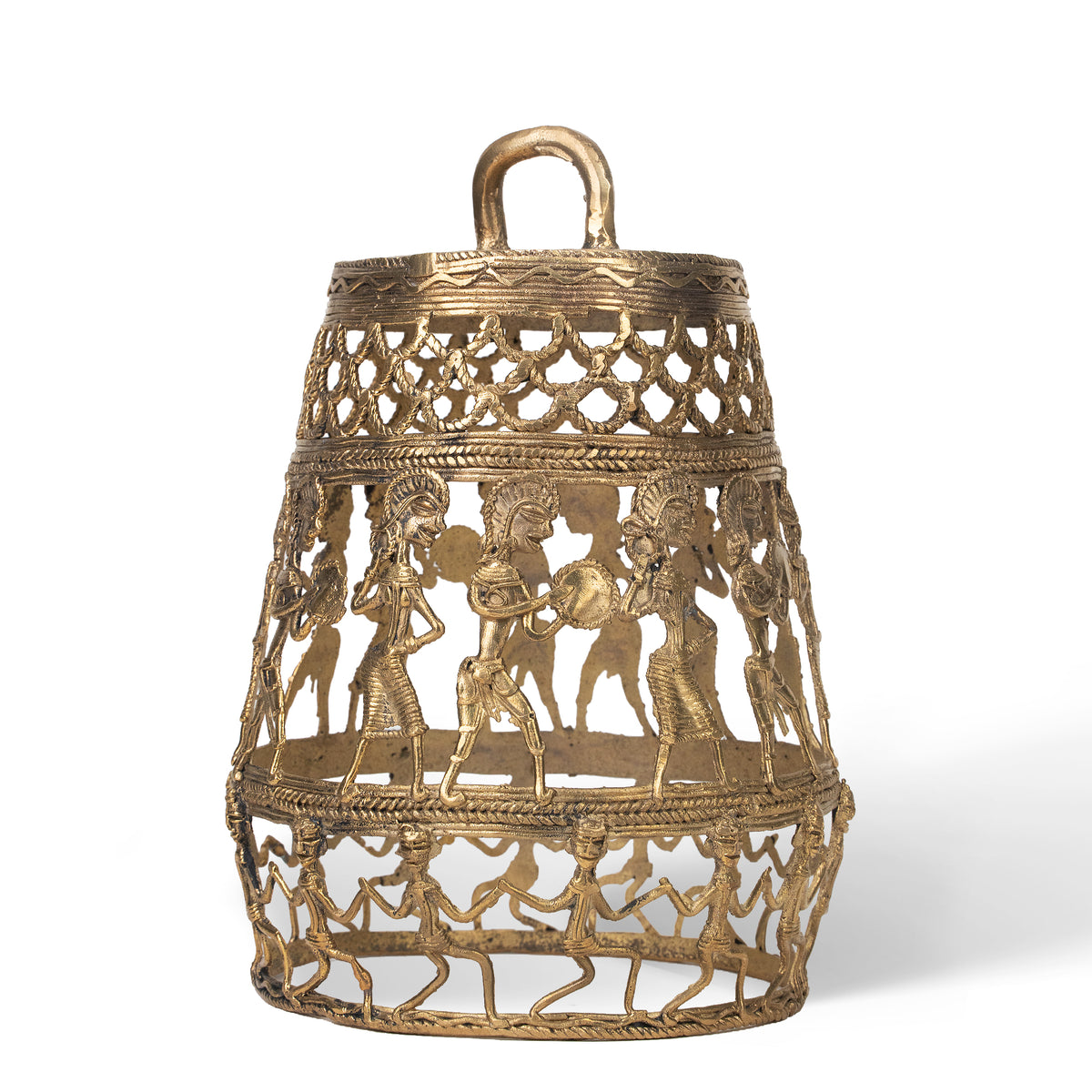 Handcrafted Dhokra Brass Hanging Lamp – Traditional Indian Tribal Pendant Light