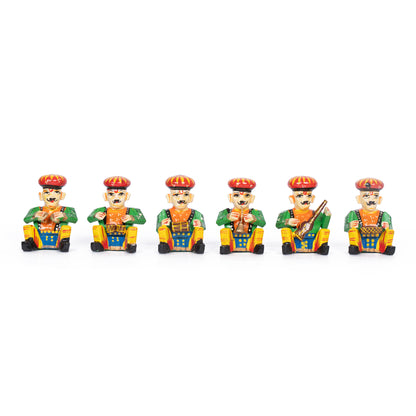Handcrafted Rajasthani Musician Figurines Set of 6 – Colorful Indian Folk Art Decorative Statues