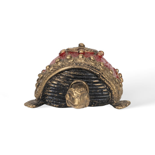 Handcrafted Brass Tortoise Sculpture – Traditional Indian Tribal Art Home Decor